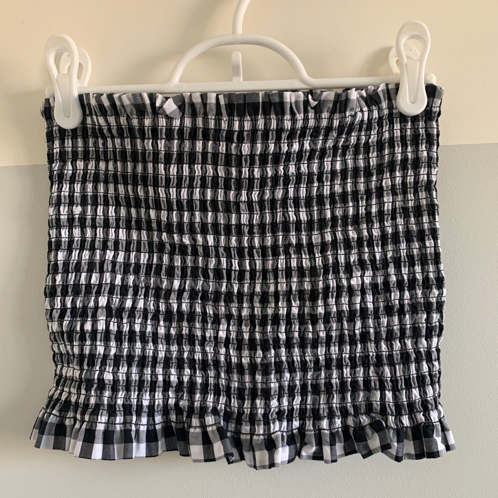 black and white checkered tube top